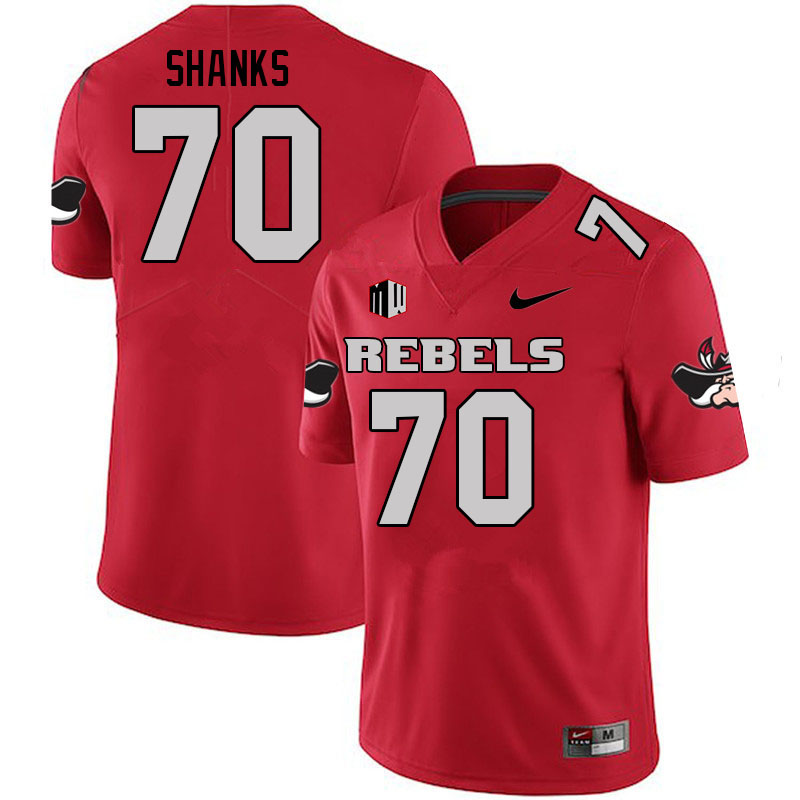 Men #70 Tiger Shanks UNLV Rebels College Football Jerseys Sale-Scarlet - Click Image to Close